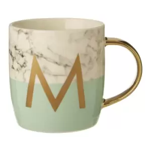 Bone China Marble/Green M Alphabet Mug