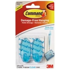 3M Command Blue Plastic Hooks Pack of 2