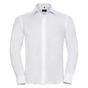 Russell Collection Mens Long Sleeve Ultimate Non-Iron Shirt (18.5inch) (White)