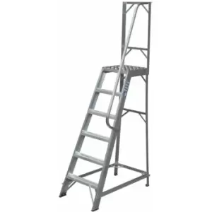 1.5m Heavy Duty Single Sided Fixed Step Ladders-Handrail Platform Safety Barrier