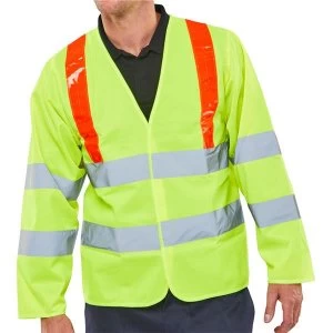 BSeen High Visibility Long Sleeved Jerkin Large Saturn YellowRed Ref