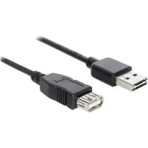 Delock USB cable USB 2.0 USB-A plug, USB-A socket 3m Black Duplex use connector, gold plated connectors, UL-approved 83372