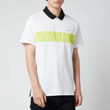 Armani Exchange Neon Stripe Polo Shirt White Size 2XL Men