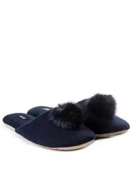 TOTES Cashmere Wool Blend Mule Slipper - Navy, Size 5-6, Women