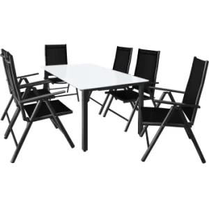6 Seat Garden Dining Set Bern Anthracite Alu Frosted Glass