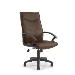 Swithl& High Back Leather Faced Executive Armchair Brown 49694ET
