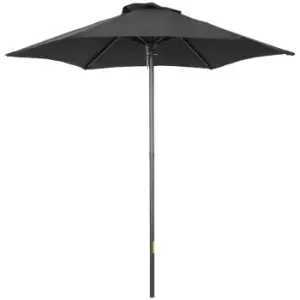 Outsunny 1.96m Parasol Patio Umbrella, Outdoor Sun Shade with 6 Sturdy Ribs for Balcony, Bench, Garden, Black