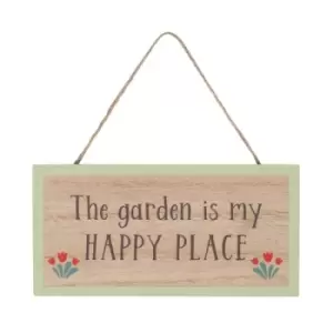 The Garden Is My Happy Place Tulip MDF Hanging Sign