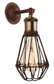 1 Light Wall Cage Light Rustic Brown, E27