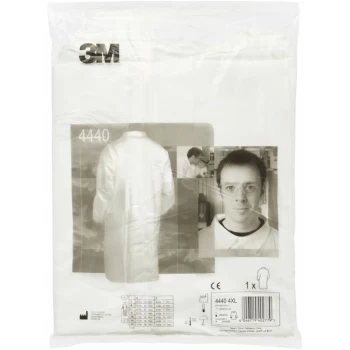 4440 Large White Lab Coat With Zipper - 3M