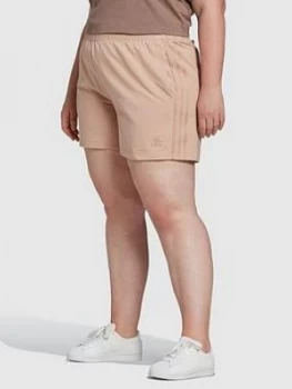 adidas Originals New Neutral 3-Stripes Plus Size Shorts - Nude, Size 4X, Women