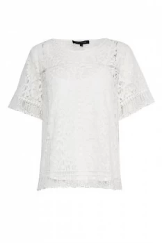 French Connection Arta Lace Tee White