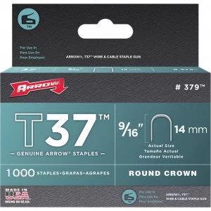 Arrow T37 Round Crown Staples 14mm Pack of 1000