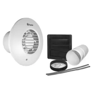 Xpelair DX100HPTR Humidistat Pull Cord Timer Round Extractor Fan with Wall Kit - 93009AW