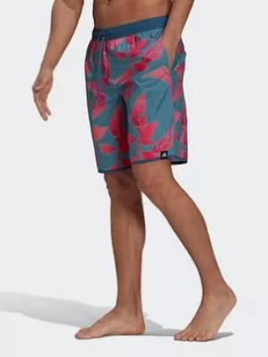 adidas Classic-length Graphic Swim Shorts, Blue, Size L, Men