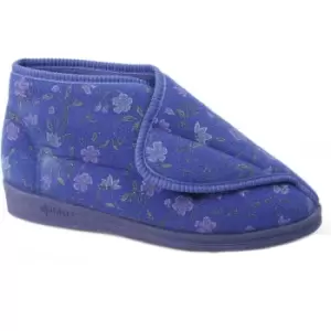 Comfylux Womens/Ladies Andrea Floral Bootee Slippers (6 UK) (Blue)