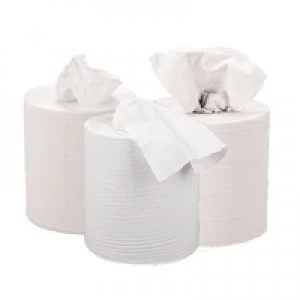 2Work White 2 PlyCentrefeed Roll 150 Metres Pack of 6 KF03804