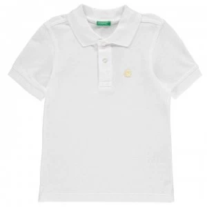 Benetton Pique Logo Polo Shirt - White