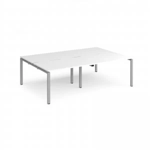 Adapt II Double Back to Back Desk s 2400mm x 1600mm - Silver Frame whi