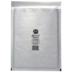 Jiffy Airkraft Size 5 Postal Bags Bubble lined Peel and Seal 260x345mm White 1 x Pack of 50 Bags