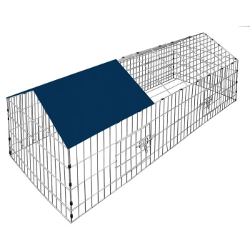 Deuba - Metal Rabbit Run Cage Enclosure Playpen Hutch Small Animal Guinea Pig Chicken Blue