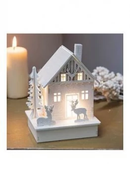 Led Light Up White Glitter Christmas House