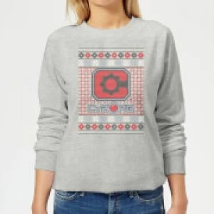 DC Cyborg Knit Womens Christmas Sweatshirt - Grey - XS
