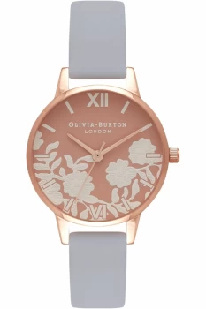 Ladies Olivia Burton Lace Detail Chalk Blue & Rose Gold Watch OB16MV71