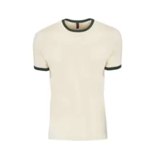 Next Level Adults Unisex Cotton Ringer T-Shirt (XL) (Natural/Forest Green)