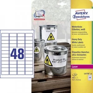 Avery-Zweckform L4778-20 Labels 45.7 x 21.2mm Polyester film White 960 pc(s) Permanent All-purpose labels, Weatherproof labels