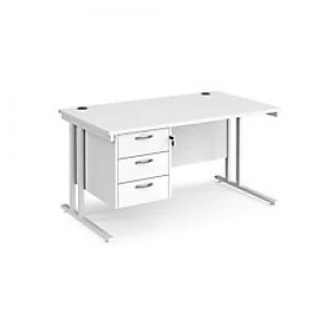 Maestro 25 Cantilever Desk with Three Drawer Pedestal 800 mm Oak