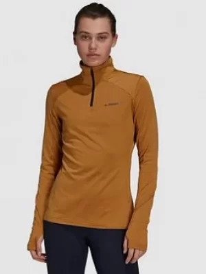 Adidas 1/2 Zip Fleece, Mustard, Size L, Women