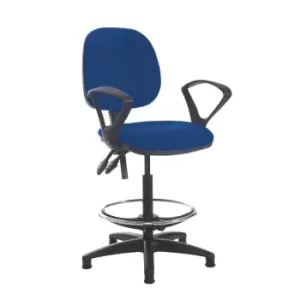 Dams MTO Jota Draughtsmans Chair with Fixed Arms - Ocean Blue Vinyl