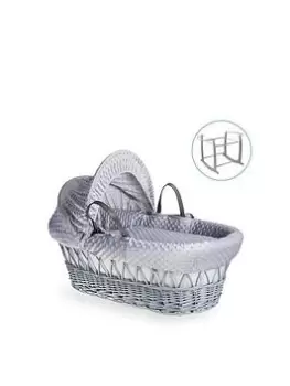 Clair De Lune Dimple Grey Wicker Basket With Grey Deluxe Stand - Grey