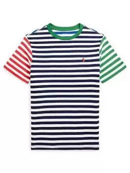 Ralph Lauren Boys Stripe T-Shirt - French Navy Multi, Size 4 Years