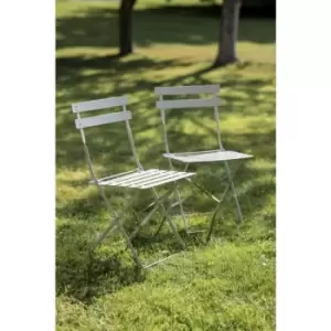 2 x Garden Trading Outdoor Indoor Bistro Chairs Seat Clay Steel Metal Patio