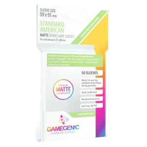 Gamegenic MATTE Standard American Sized Boardgame 59 x 91mm (50 Sleeves)