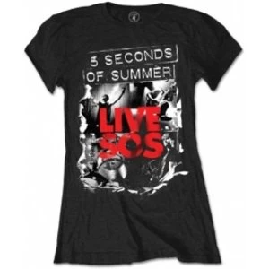 5 Seconds of Summer Live SOS Ladies Blk T Shirt: Large