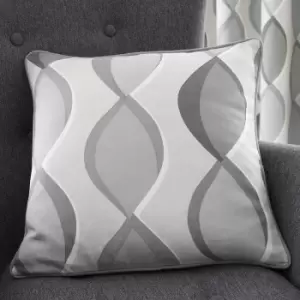 Fusion Lennox 100% Cotton Piped Filled Cushion, Grey/Grey, 43 x 43 Cm