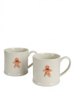 Gisela Graham Ceramic Gingerbread Mini Mugs Set Of 2
