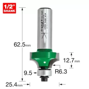 Trend CRAFTPRO Round Over and Ovolo Router Cutter 25.4mm 12.7mm 1/2"