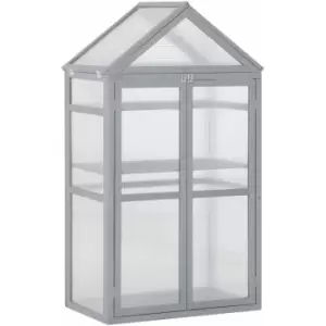 Outsunny 1.5x2.6ft Wood Cold Frame Greenhouse Indoor Outdoor Plant Growth Grey