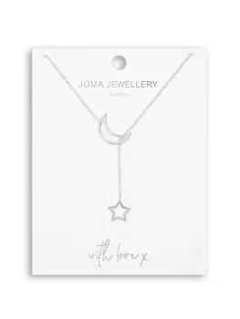 Joma Jewellery Lyra Lariats , Moon Lariat , Silver , Necklace , 45Cm, 5Cm Drop + 5Cm Extender, Silver, Women