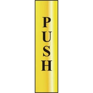 ASEC Push 200mm x 50mm Gold Self Adhesive Sign