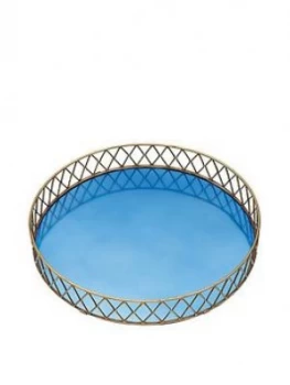 Barcraft Stainless Steel Blue And Brass Finish Drinks Tray