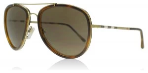 Burberry BE3090Q Sunglasses Brushed Gold / Light Havana 116773 58mm