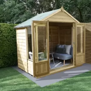 Forest Garden Oakley 8X6 Apex Overlap Solid Wood Summer House With Double Door (Base Included)