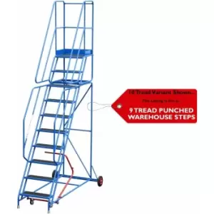 9 Tread Mobile Warehouse Stairs Punched Steps 3.25m EN131 7 blue Safety Ladder