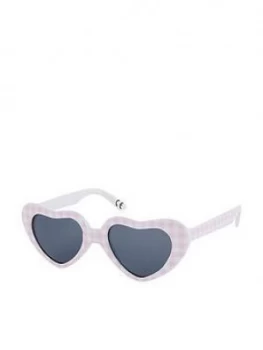 Monsoon Baby Girls Gingham Heart Sunglasses With Case - Pink