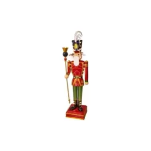 Marco Paul Christmas Deluxe Large Red & Green 119cm Metal Light Up Nutcracker Xmas Statue Traditional Festive Figure with 23 Warm White LEDs Indoor